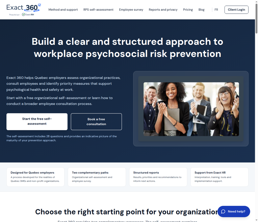 Exact 360 English homepage
